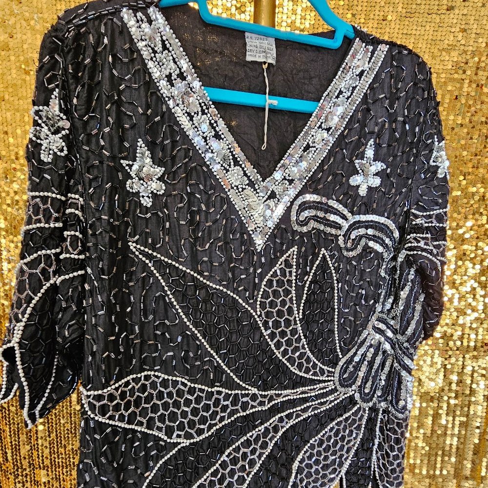 Vintage Silk Beaded Top